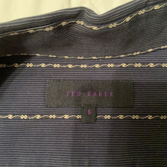 Ted Baker of London Navy w/Brown stripes including Carolina Blue Floral Deaign - Picture 2 of 10